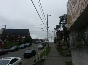 The hill continues, but I am now in "Church Alley" and get spiritual support from Seattle Lutheran High School to my right and West Seattle Christian to my left.
