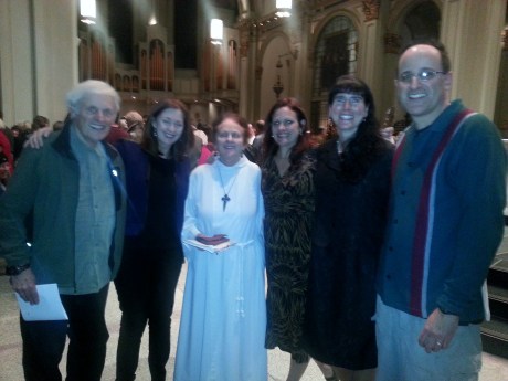 Dad, my sister-in-law Deb, Mom, Me, my sister-in-law Meagan, and my brother James. (Mom, I know that your eyes are closed but they were in the other photos, too.)