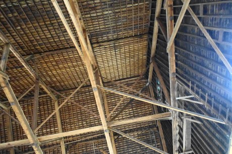 Old warehouse in La Conner. The exterior was dilapidated. What a surprise to see this beautiful ceiling. Also, we probably should not have been in this building.